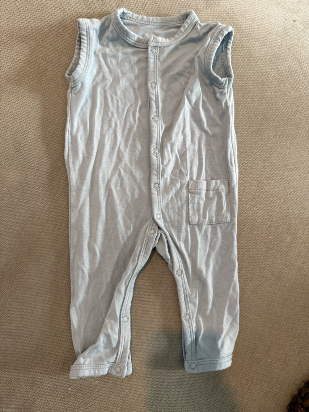 Kyte BABY Light Gray/Blue Snap-Front One-Piece Bodysuitv